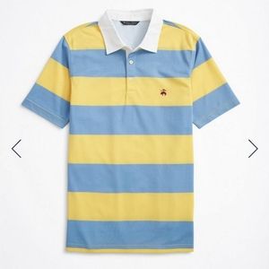 NWOT Brooks Brothers Slim Fit Rugby Stripe Stretch Pique Polo Shirt